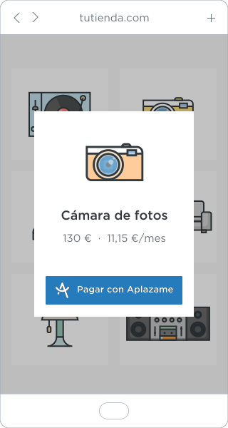 selecciona aplazame como forma de pago